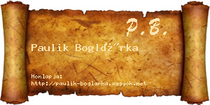 Paulik Boglárka névjegykártya
